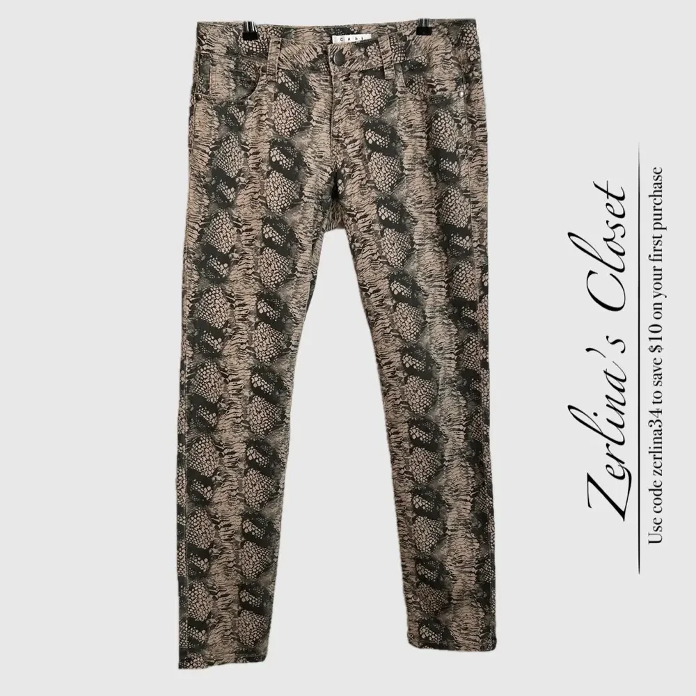 Cabi Diamondback Snakeskin Print Skinny Jeans 6